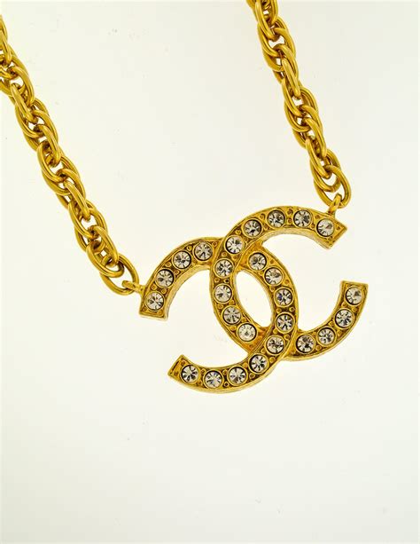 vintage chanel logo necklace|authentic chanel necklace for sale.